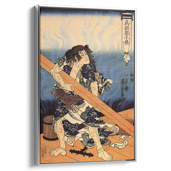 Tametomo lifting a heavy beam by Utagawa Kuniyoshi