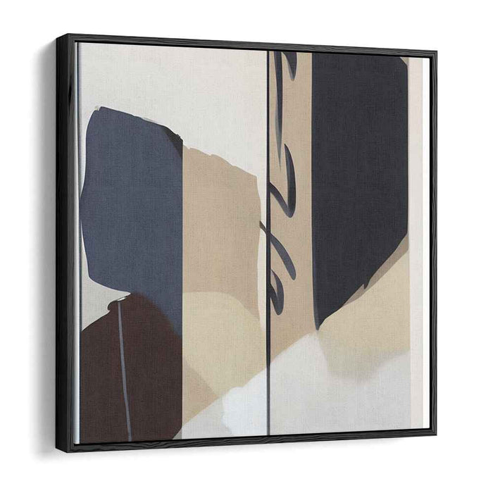 Monochrome Tango: Black and Beige Geometric Abstract Canvas Art