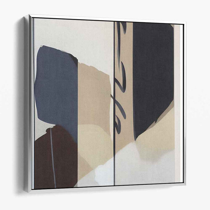 Monochrome Tango: Black and Beige Geometric Abstract Canvas Art