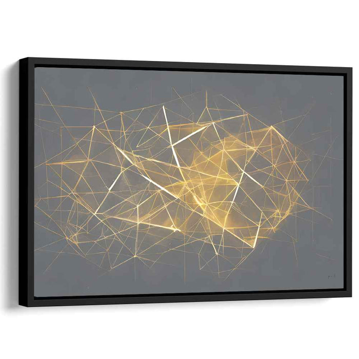 Golden Web: Geometric Abstract Light Play Canvas Art Print