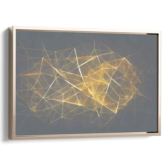Golden Web: Geometric Abstract Light Play Canvas Art Print