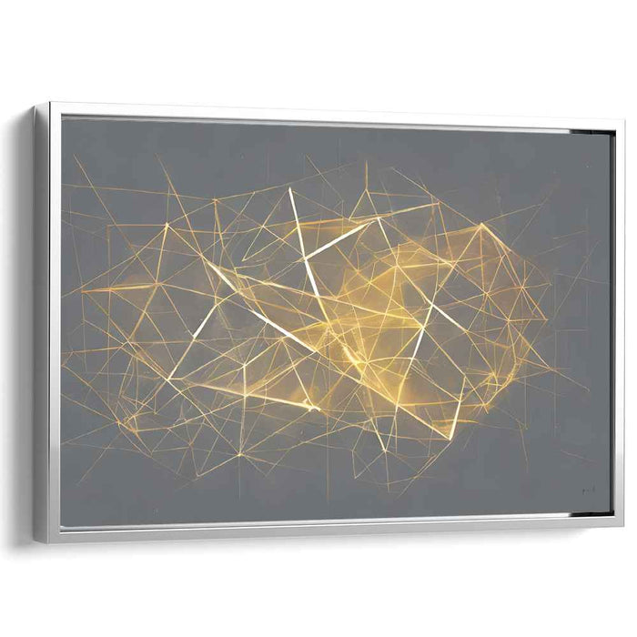 Golden Web: Geometric Abstract Light Play Canvas Art Print
