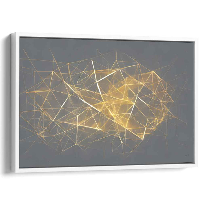 Golden Web: Geometric Abstract Light Play Canvas Art Print
