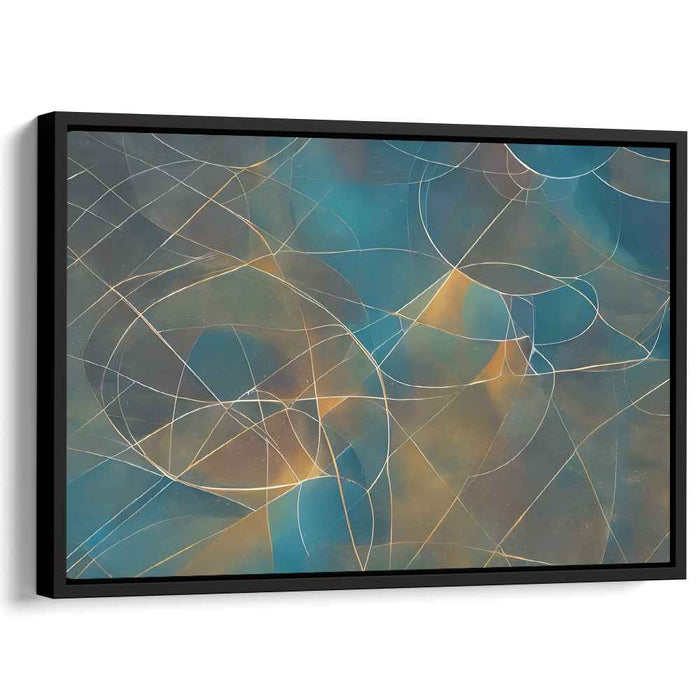 Azure Serenity Symphony: Abstract Harmony in Blue and Gold Canvas Art