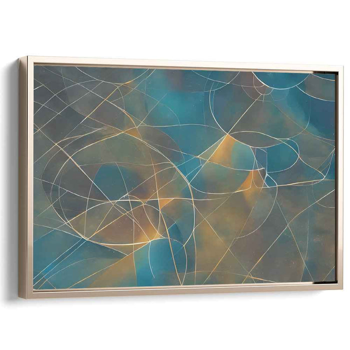 Azure Serenity Symphony: Abstract Harmony in Blue and Gold Canvas Art