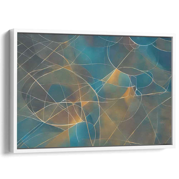 Azure Serenity Symphony: Abstract Harmony in Blue and Gold Canvas Art