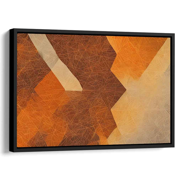 Golden Geometric Elegance: Modern Abstract Geometric Brown and Orange Canvas Art