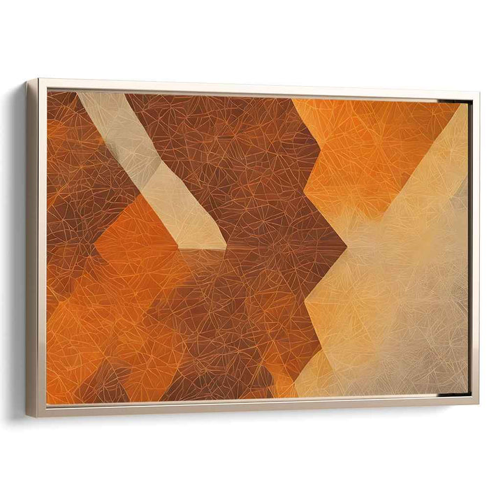 Golden Geometric Elegance: Modern Abstract Geometric Brown and Orange Canvas Art