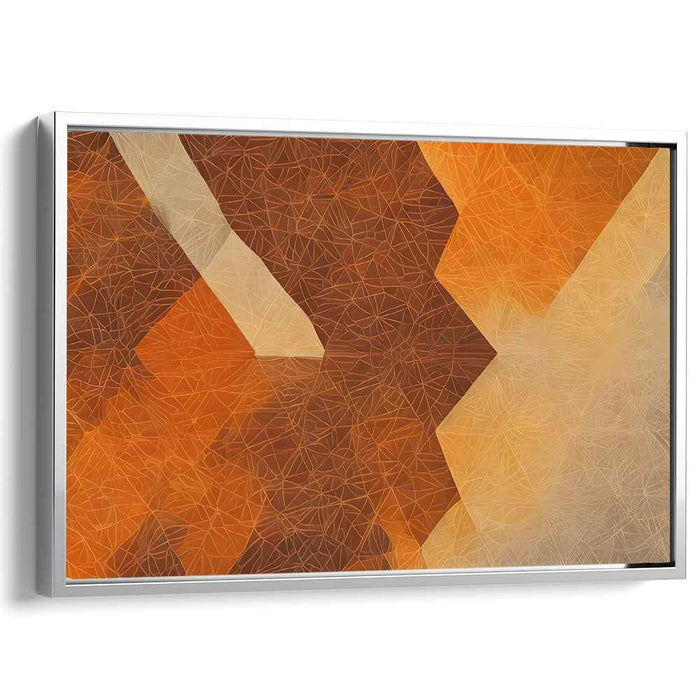 Golden Geometric Elegance: Modern Abstract Geometric Brown and Orange Canvas Art