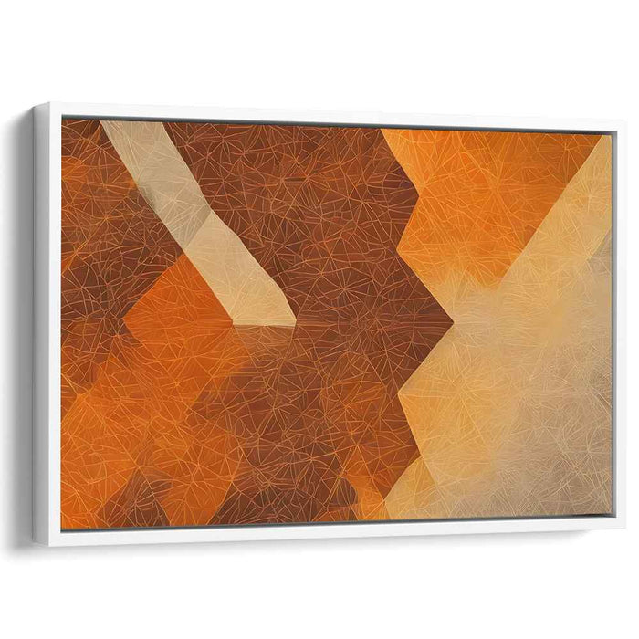 Golden Geometric Elegance: Modern Abstract Geometric Brown and Orange Canvas Art
