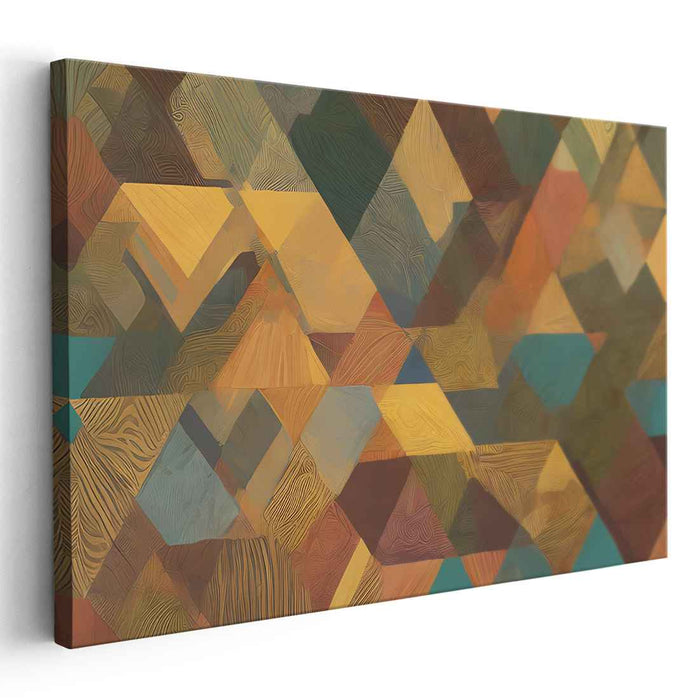 Whispers Of Prism Dance: Textured Abstract Triangle Mosaic Canvas Art