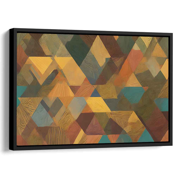 Whispers Of Prism Dance: Textured Abstract Triangle Mosaic Canvas Art