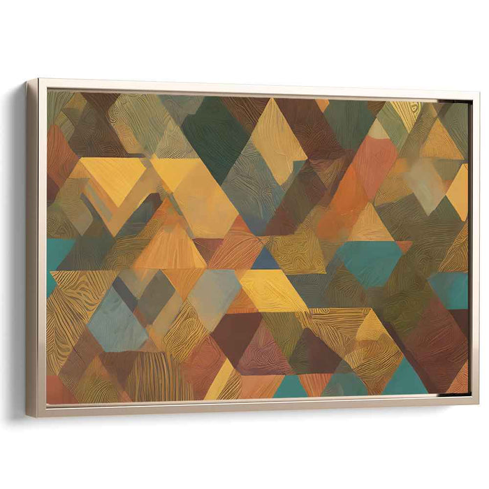 Whispers Of Prism Dance: Textured Abstract Triangle Mosaic Canvas Art