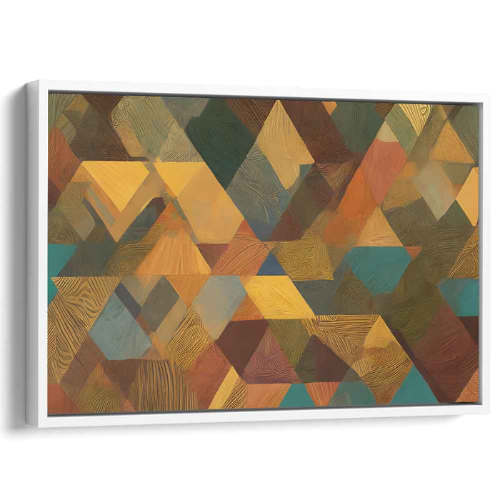 Whispers Of Prism Dance: Textured Abstract Triangle Mosaic Canvas Art