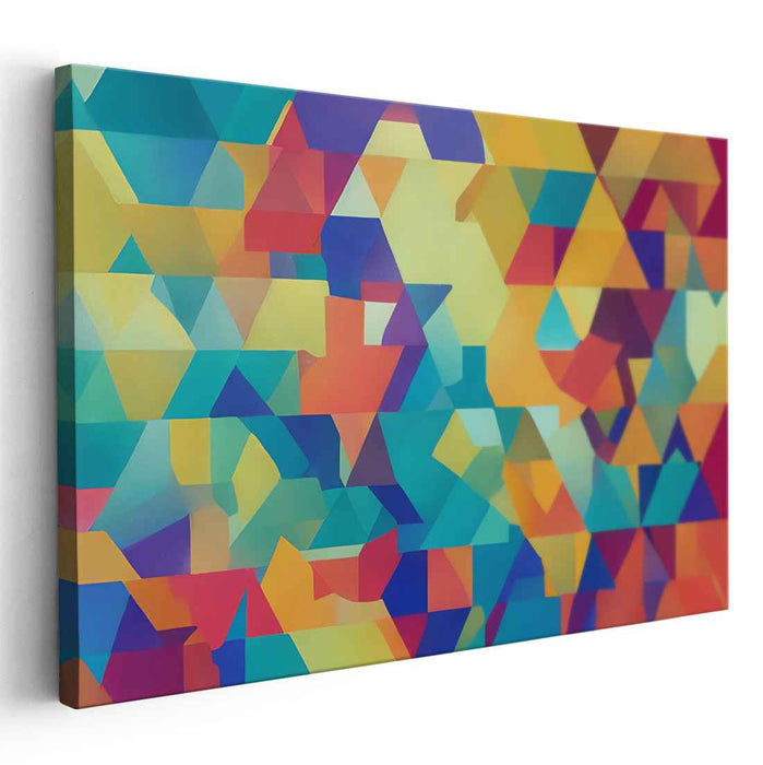 Pixelated Rainbow Dream: Geometric Abstraction in Vivid Colors Canvas Art Print