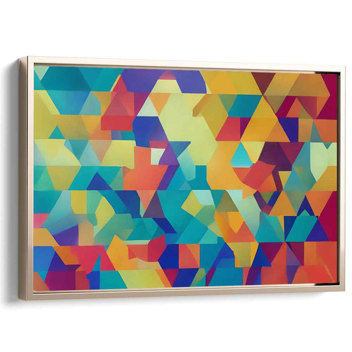 Pixelated Rainbow Dream: Geometric Abstraction in Vivid Colors Canvas Art Print