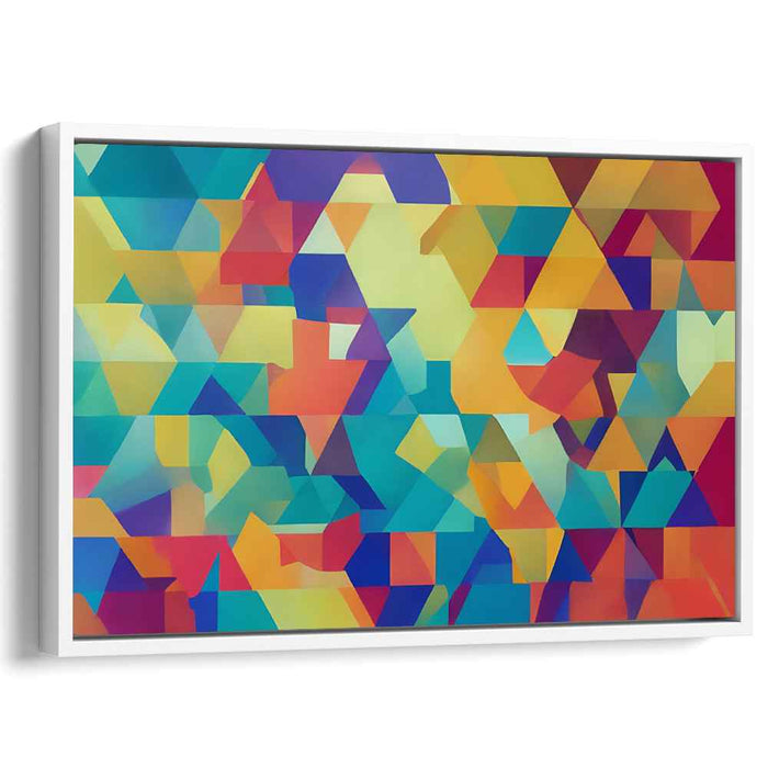 Pixelated Rainbow Dream: Geometric Abstraction in Vivid Colors Canvas Art Print