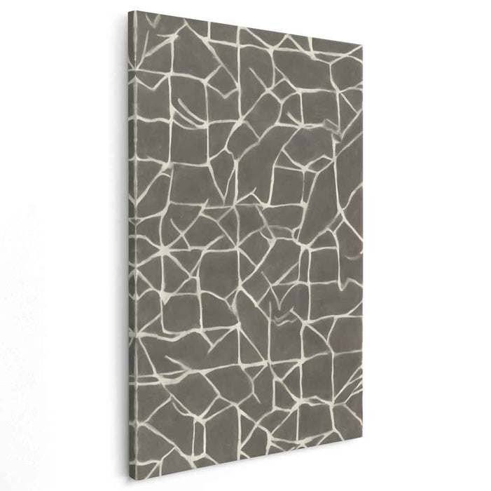 Geometric Web: Minimalist Gray and White Abstract Canvas Art Print