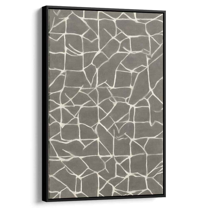Geometric Web: Minimalist Gray and White Abstract Canvas Art Print
