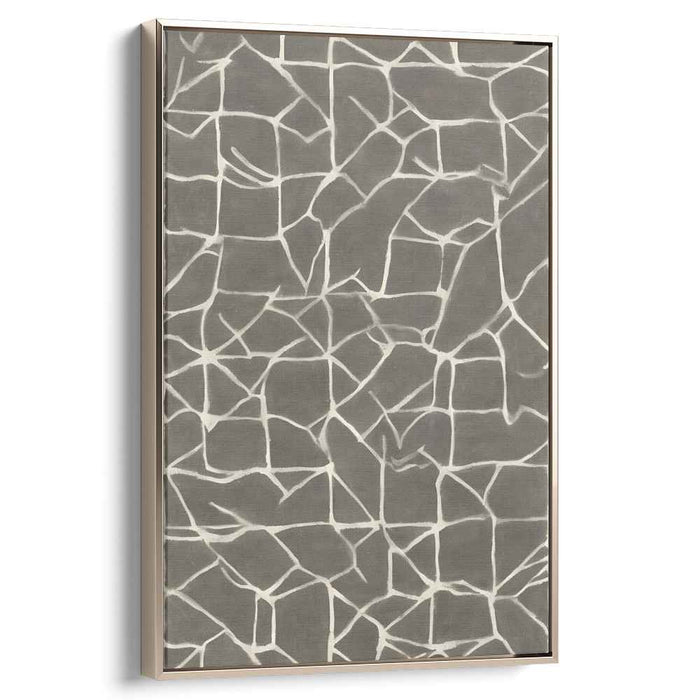 Geometric Web: Minimalist Gray and White Abstract Canvas Art Print