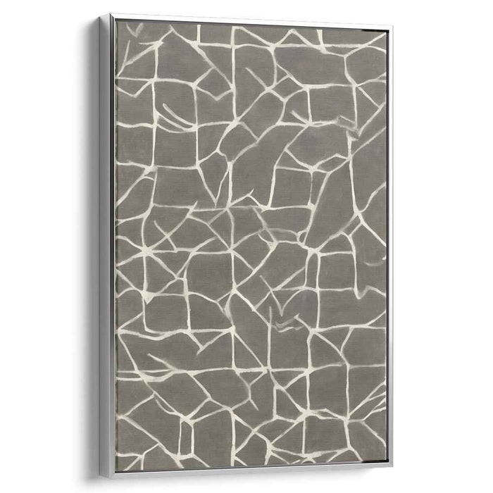 Geometric Web: Minimalist Gray and White Abstract Canvas Art Print