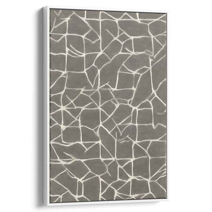 Geometric Web: Minimalist Gray and White Abstract Canvas Art Print