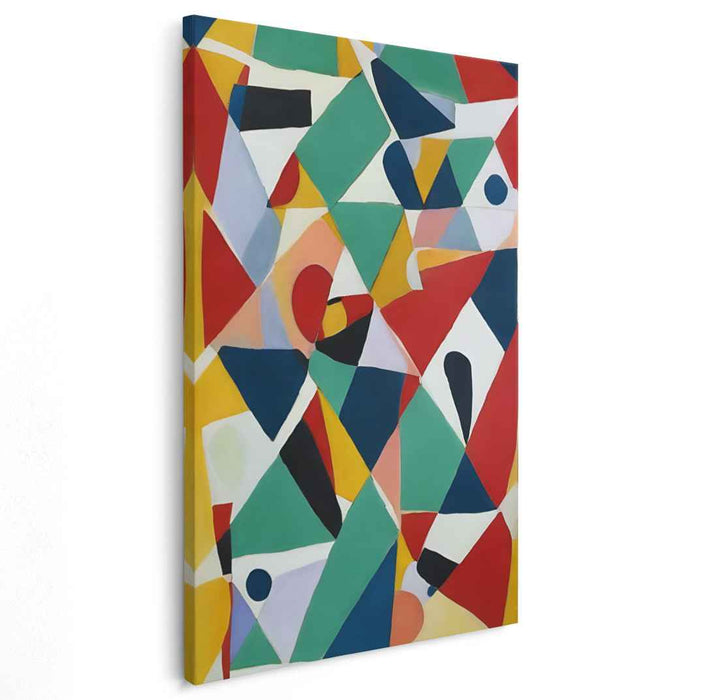 Neon Echoes Dance: Vibrant Abstract Geometric Canvas Art