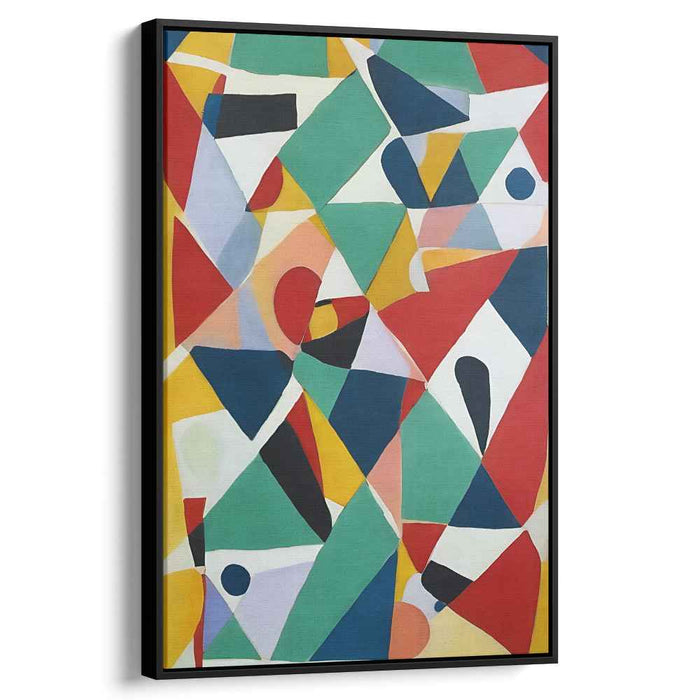 Neon Echoes Dance: Vibrant Abstract Geometric Canvas Art