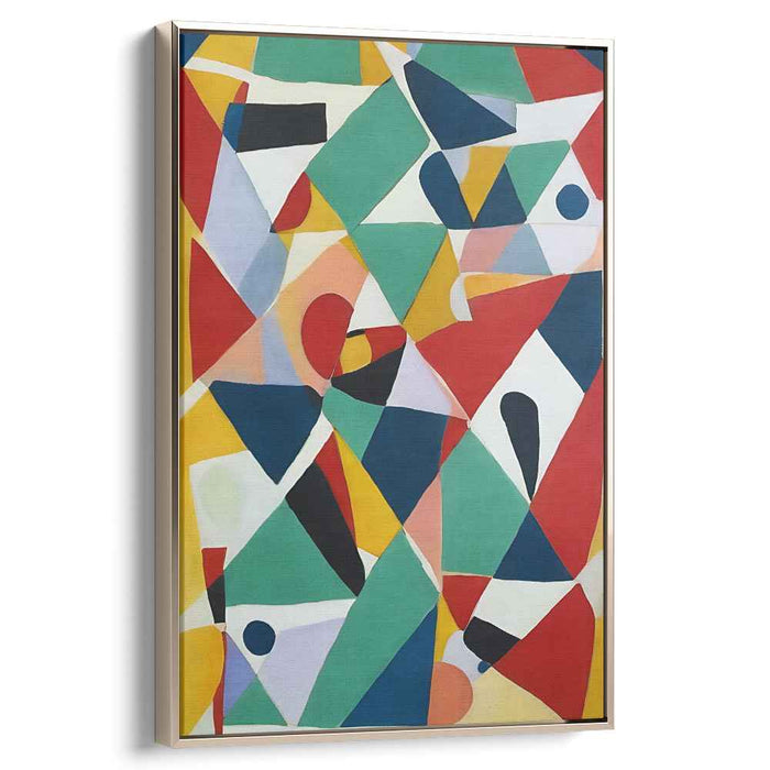 Neon Echoes Dance: Vibrant Abstract Geometric Canvas Art