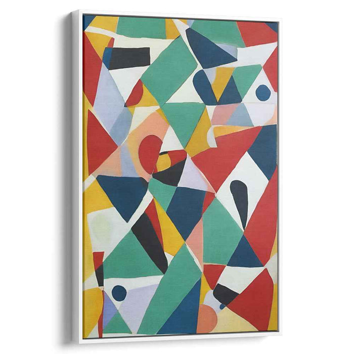 Neon Echoes Dance: Vibrant Abstract Geometric Canvas Art