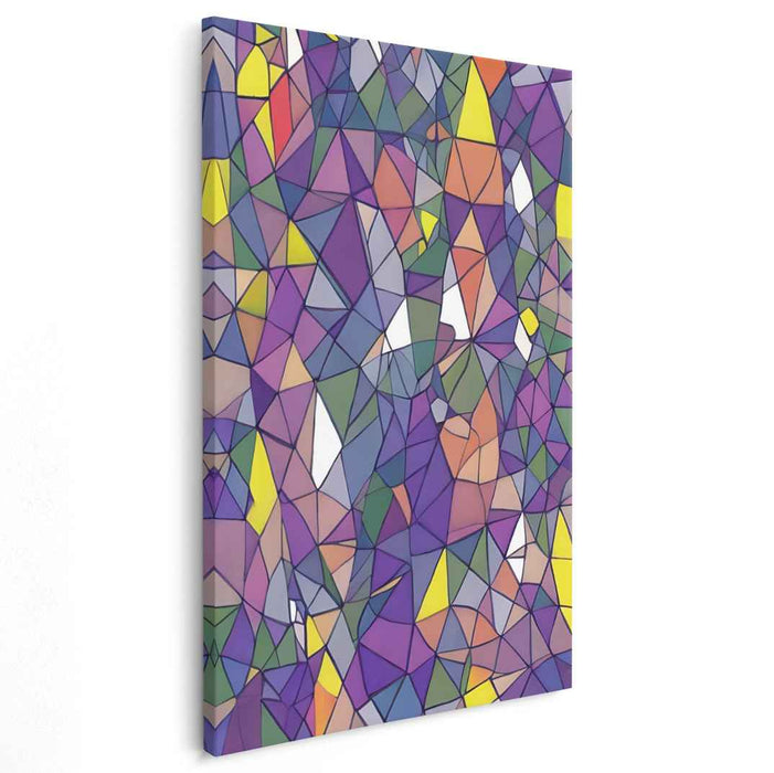 Mosaic Melody Bursting Color: Vibrant Stained Glass-Inspired Abstract Canvas Art Print