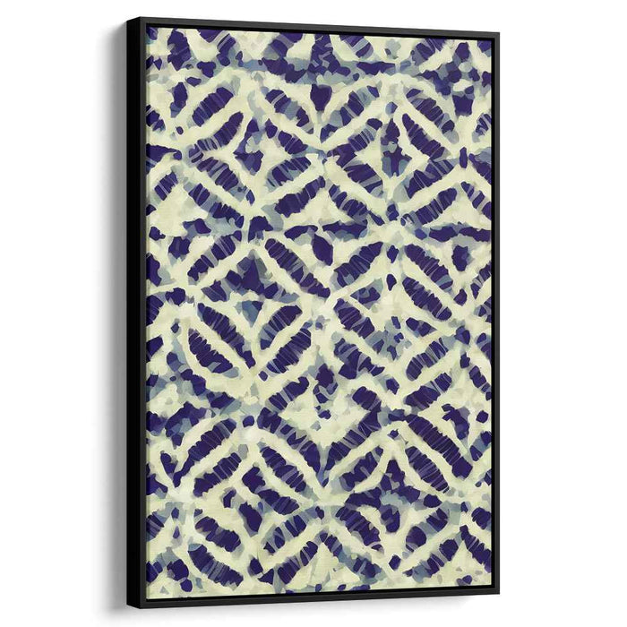 Elegant Patterns: Abstract Navy and Beige Animal Print Canvas Art