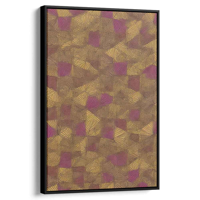 Intricate Geometric Patterns: Golden Brown and Purple Abstract Canvas Art