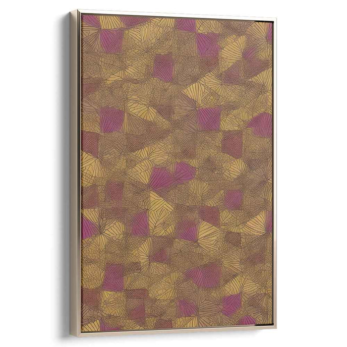 Intricate Geometric Patterns: Golden Brown and Purple Abstract Canvas Art