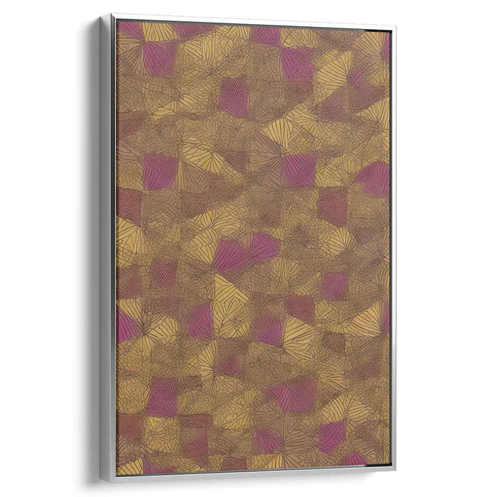 Intricate Geometric Patterns: Golden Brown and Purple Abstract Canvas Art