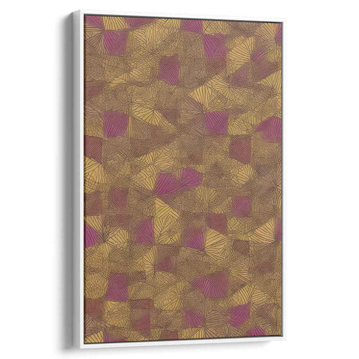 Intricate Geometric Patterns: Golden Brown and Purple Abstract Canvas Art