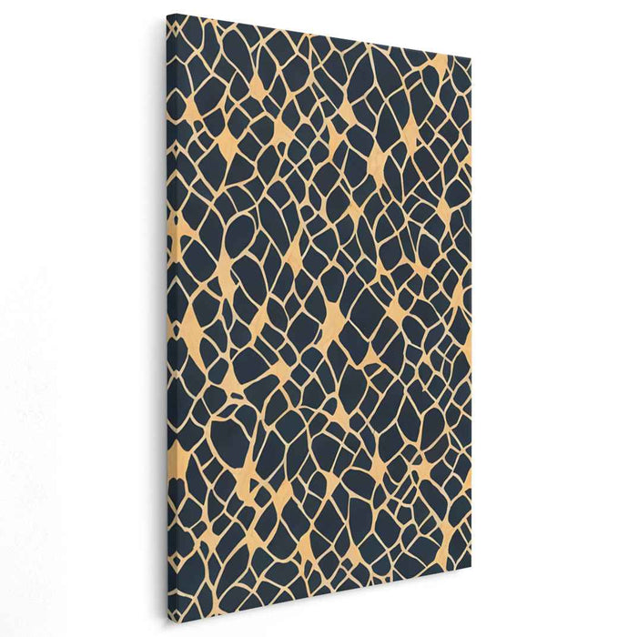 Nature's Angles: Navy and Gold Abstract Canvas Art Print