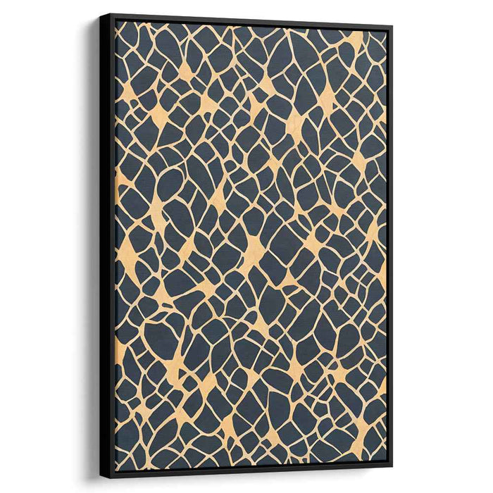 Nature's Angles: Navy and Gold Abstract Canvas Art Print