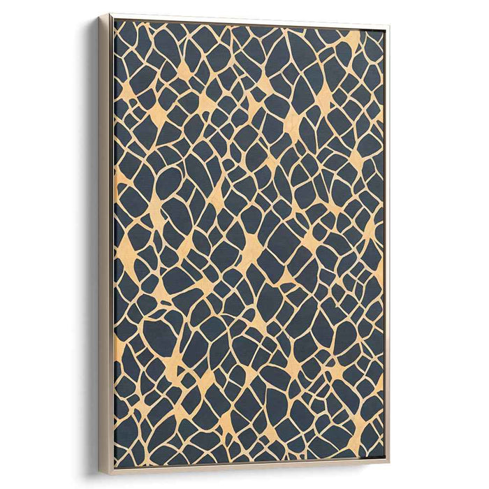 Nature's Angles: Navy and Gold Abstract Canvas Art Print
