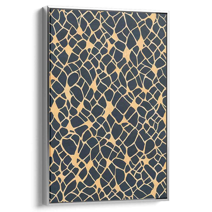 Nature's Angles: Navy and Gold Abstract Canvas Art Print