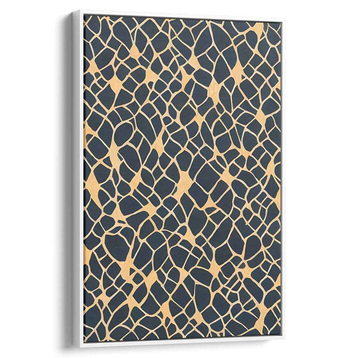 Nature's Angles: Navy and Gold Abstract Canvas Art Print