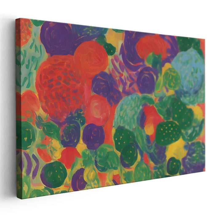 Nature's Vibrant Brushstrokes: Lush Abstract Expressionist Nature Canvas Art Print