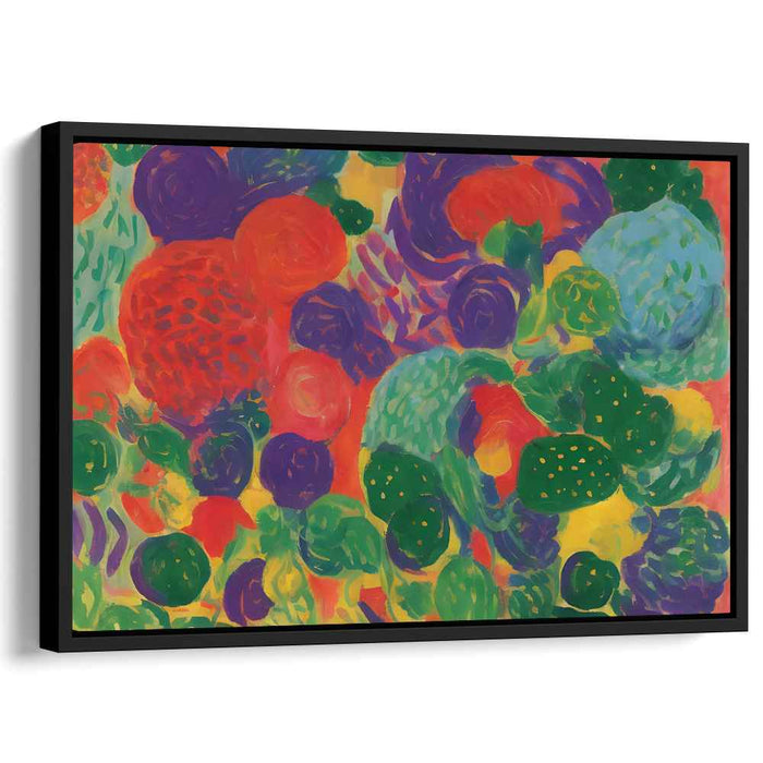 Nature's Vibrant Brushstrokes: Lush Abstract Expressionist Nature Canvas Art Print
