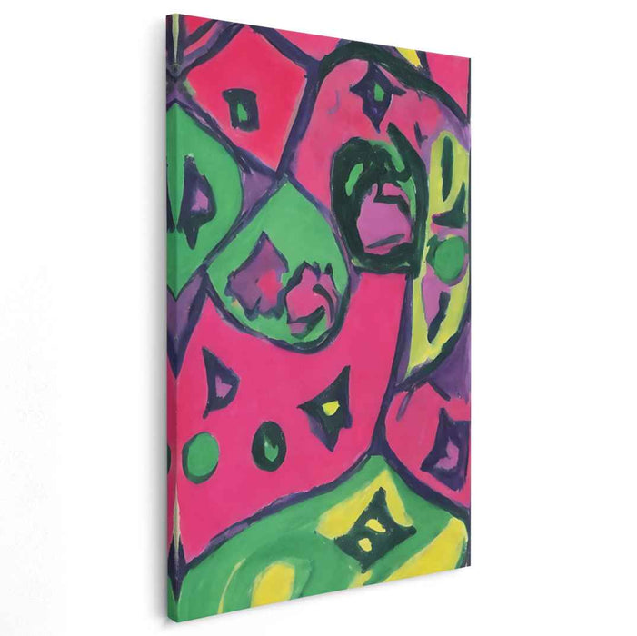 Chromatic Dance Abstraction: Abstract Expressionist Magenta and Green Canvas Art
