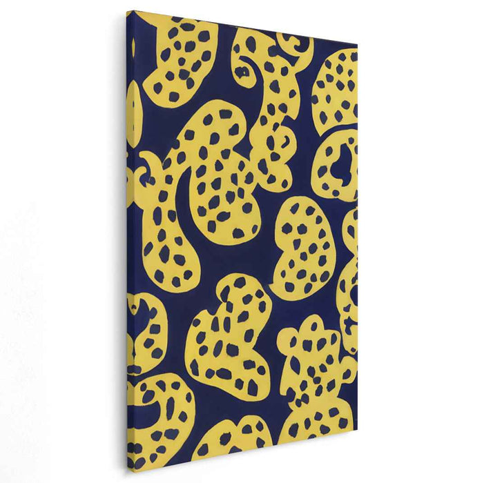 Vivid Leopard Spots: Abstract Yellow and Blue Canvas Art Print