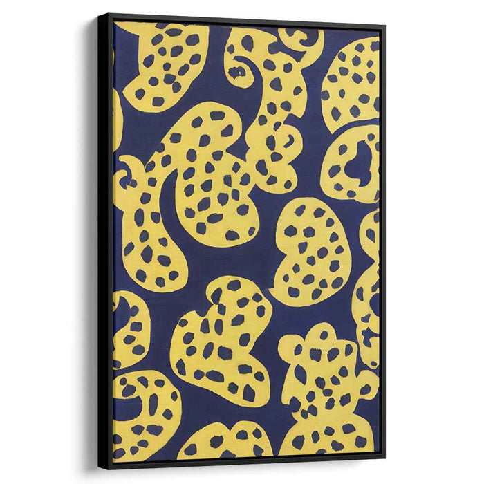 Vivid Leopard Spots: Abstract Yellow and Blue Canvas Art Print