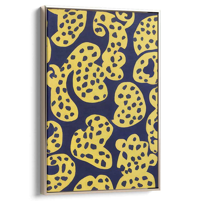 Vivid Leopard Spots: Abstract Yellow and Blue Canvas Art Print