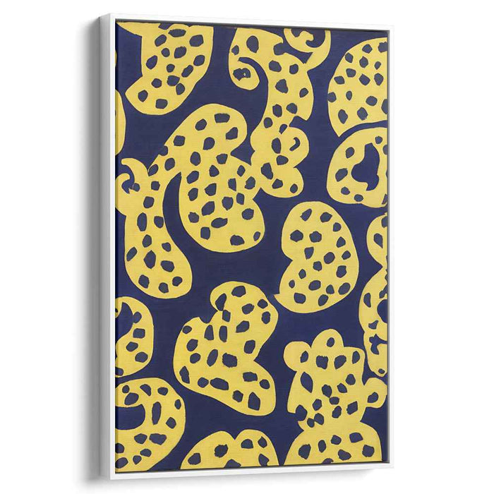 Vivid Leopard Spots: Abstract Yellow and Blue Canvas Art Print