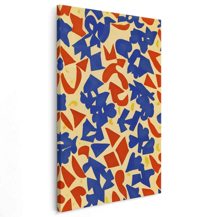 Whispering Sunbeams Dance Wildly: Vibrant Abstract Shapes on Creamy Yellow Canvas Art Print