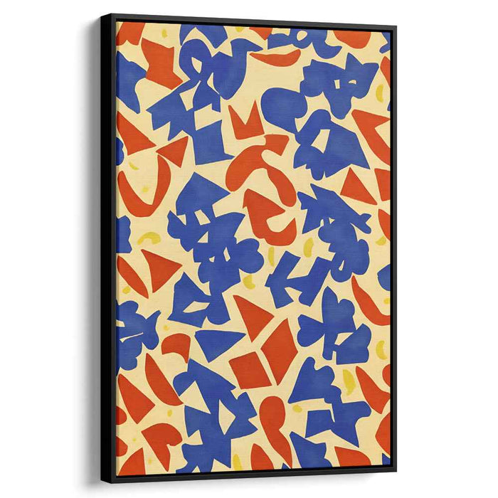 Whispering Sunbeams Dance Wildly: Vibrant Abstract Shapes on Creamy Yellow Canvas Art Print